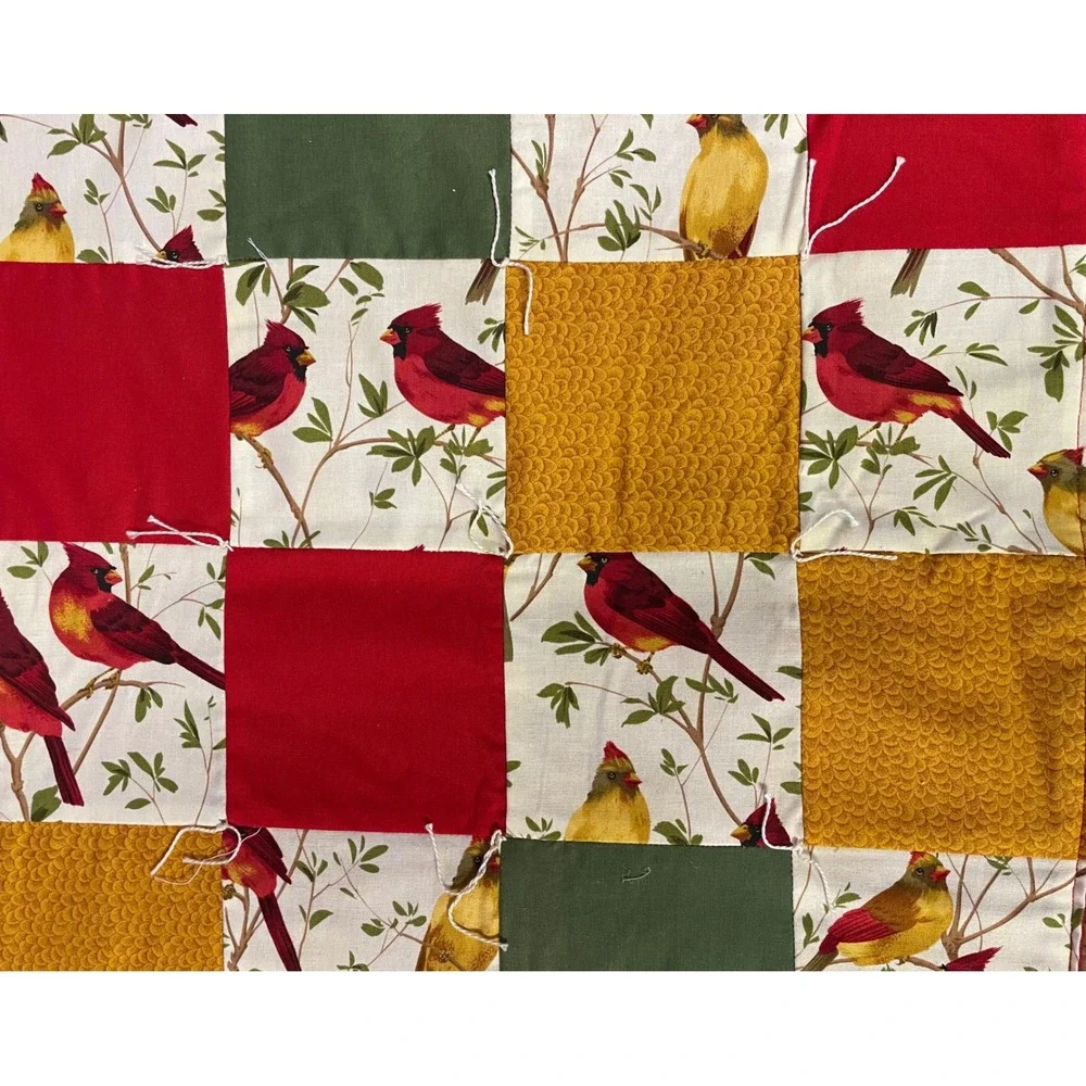 Handmade Quilted Cardinal Bird Table Runner Christmas Autumn Fall Decor 51 x 16